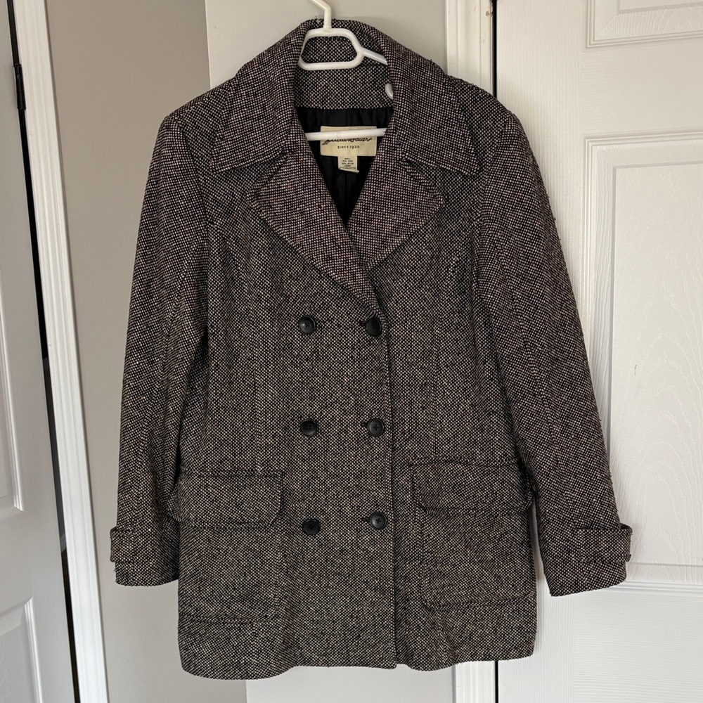 Eddie Bauer Women's Charcoal and Black Pea Coat